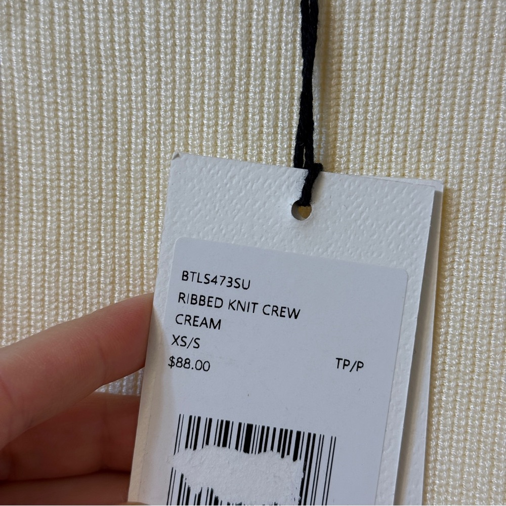 Brunette The Label Ribbed Knit Crew Sweater Cream XS/S NWT - Picture 7 of 12